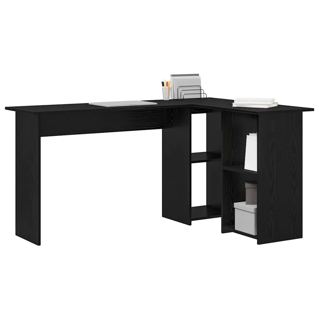 Bord med hylde Sort eg 142 x 102 x 73 cm Konstrueret træ