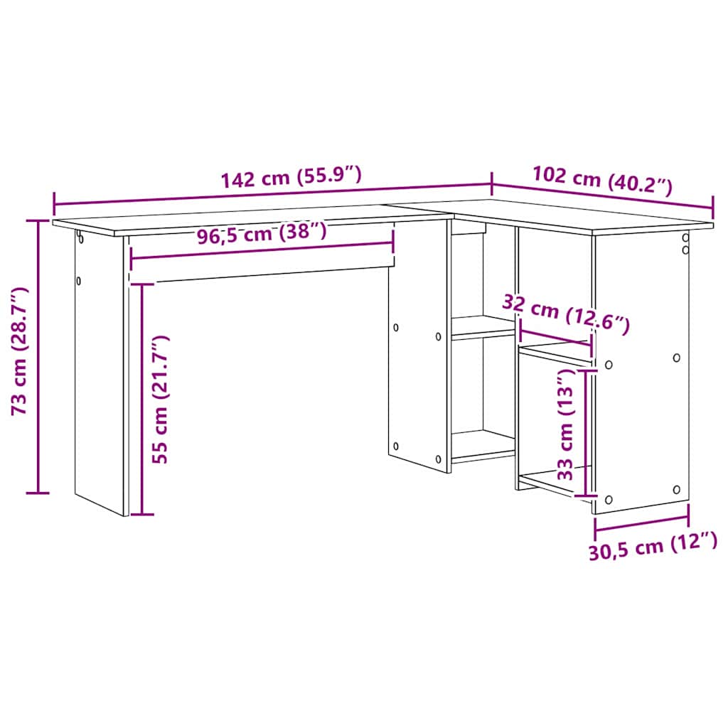 Bord med hylde Gammelt træ 142 x 102 x 73 cm Konstrueret træ
