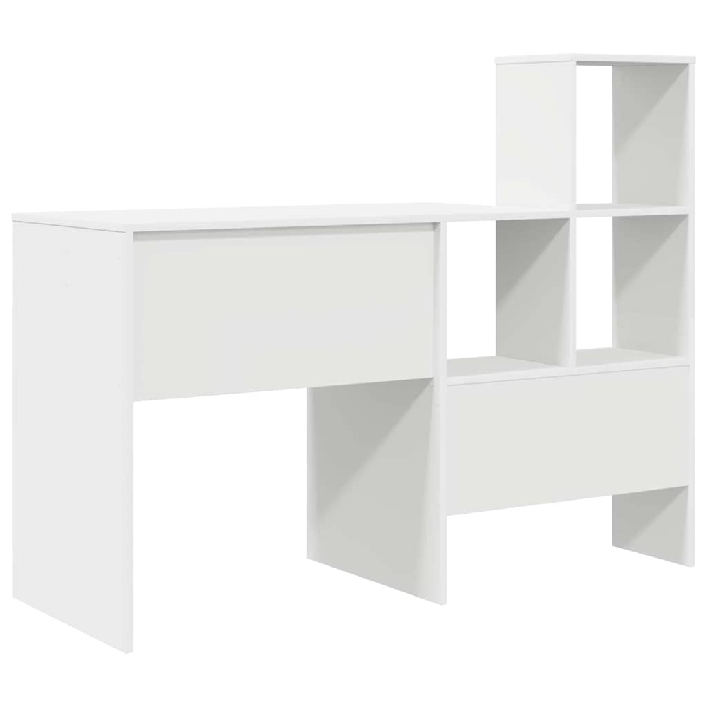 Bord med hylde Hvid 131,5 x 50 x 106,5 cm Konstrueret træ