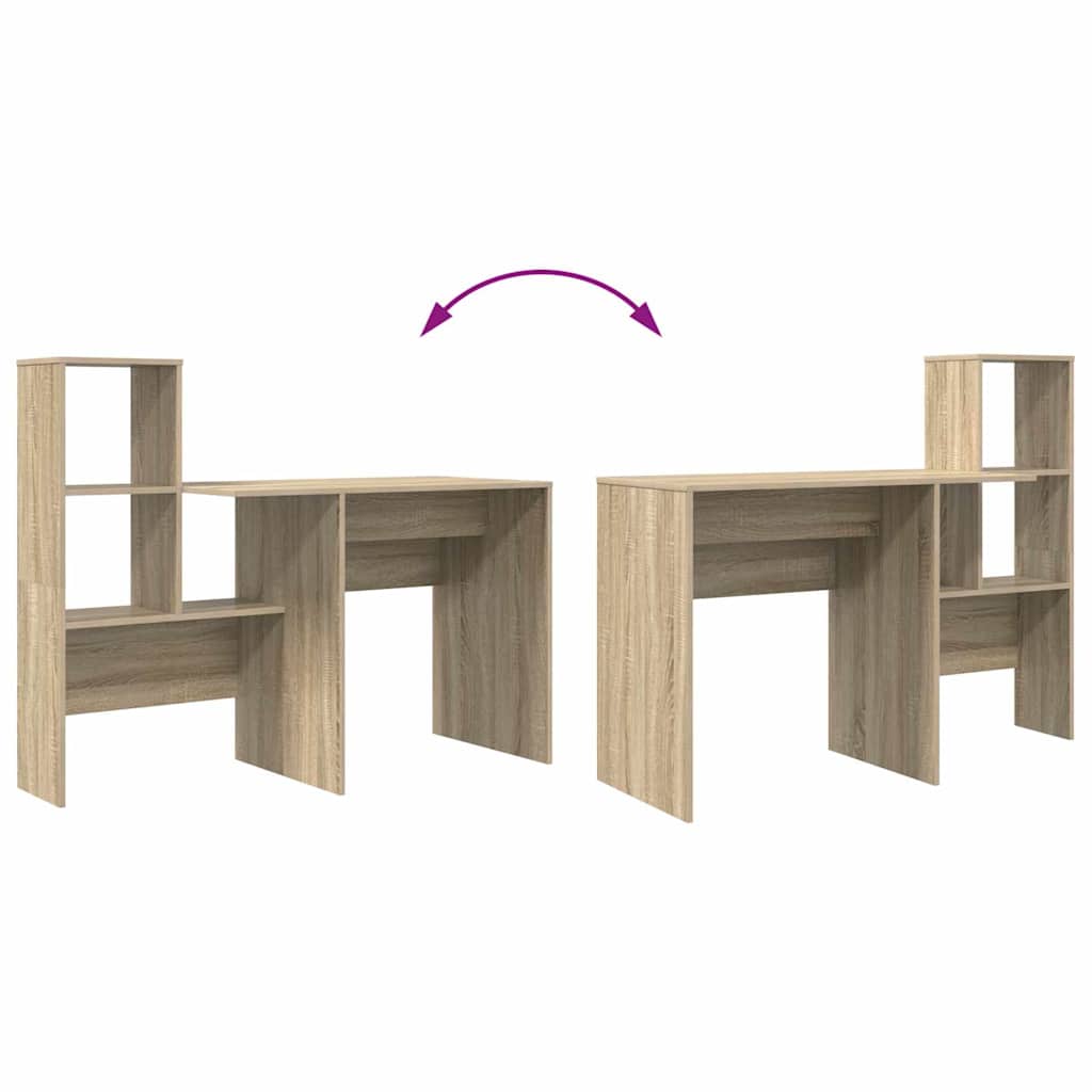 Bord med hylde Sonoma eg 131,5 x 50 x 106,5 cm Konstrueret træ