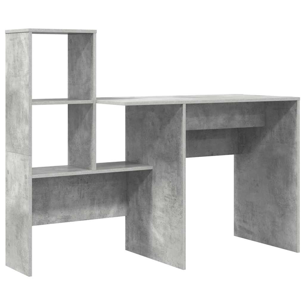 Bord med hylde Beton Grå 131,5 x 50 x 106,5 cm Konstrueret træ