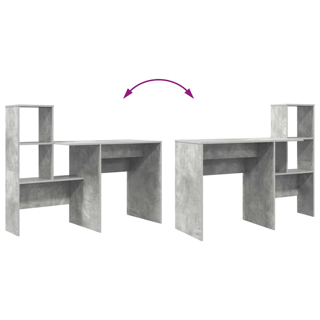 Bord med hylde Beton Grå 131,5 x 50 x 106,5 cm Konstrueret træ
