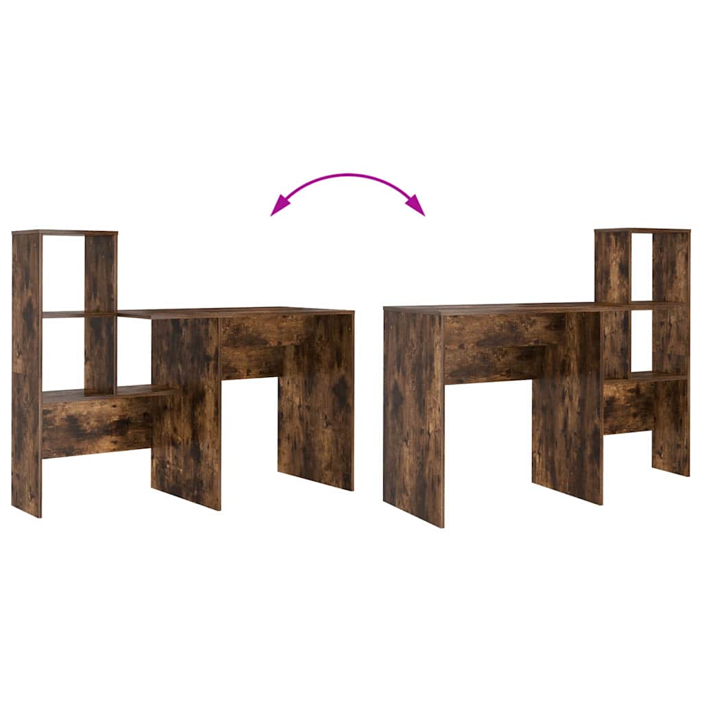 Bord med hylde Røget eg 131,5 x 50 x 106,5 cm Konstrueret træ