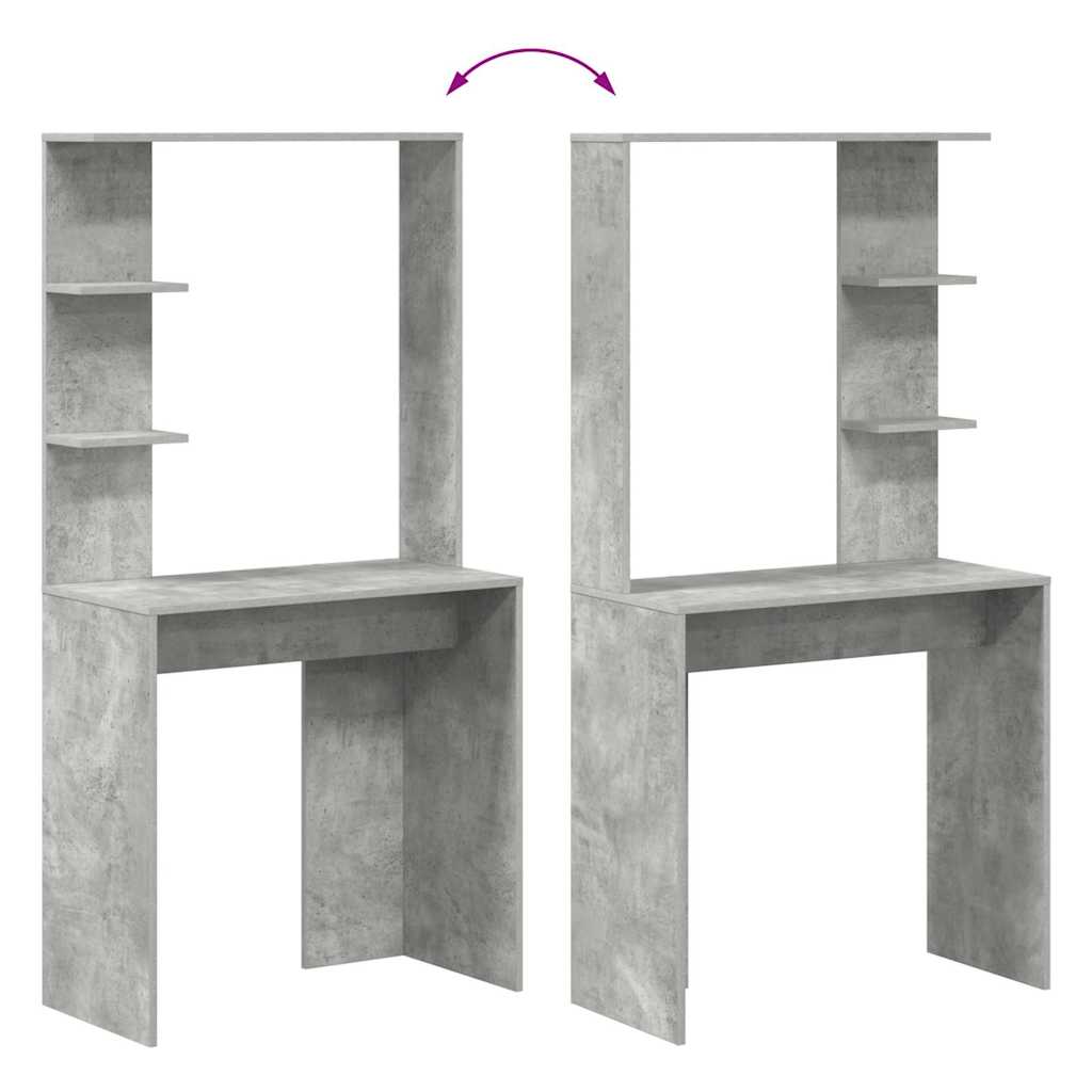 Bord med hylde Beton Grå 78,5 x 37 x 154,5 cm Konstrueret træ