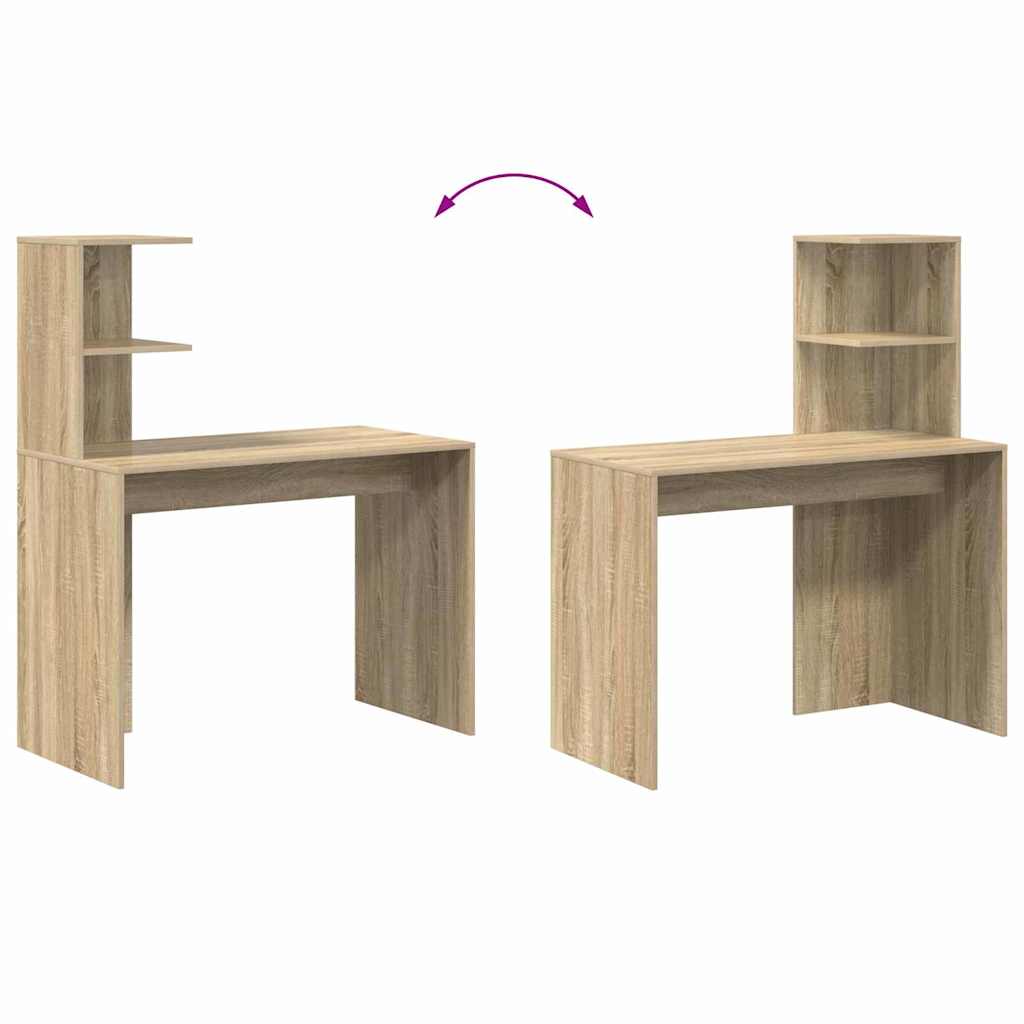Bord med hylde Sonoma-eg 102 x 50 x 124 cm Konstrueret træ