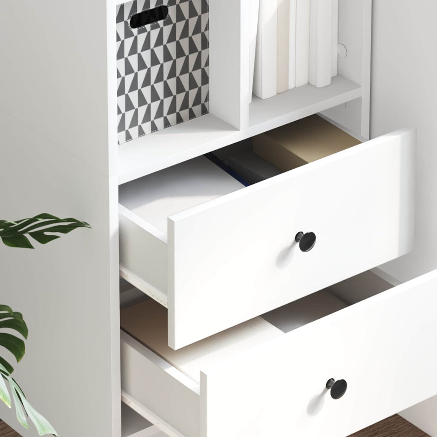 Highboard med skuffe Hvid 45,5 x 34 x 127 cm
