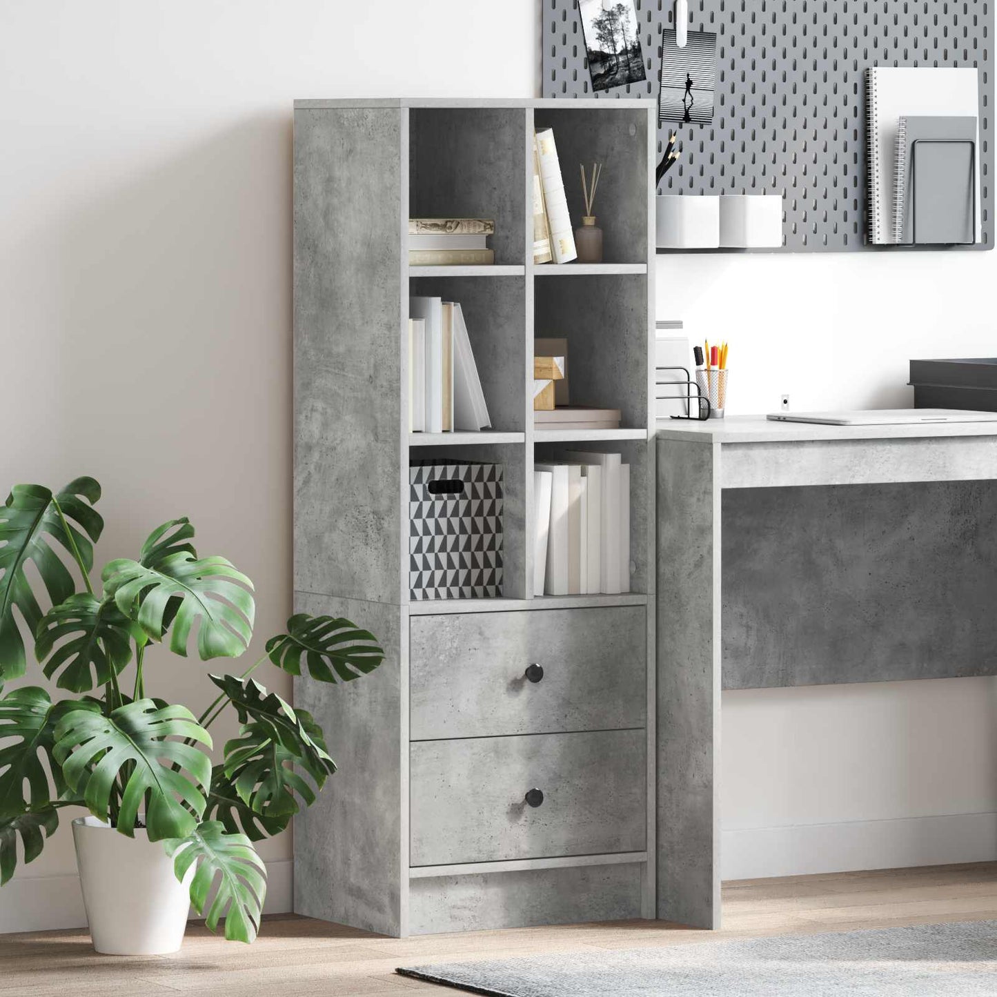 Highboard med skuffe Beton Grå 45,5 x 34 x 127 cm