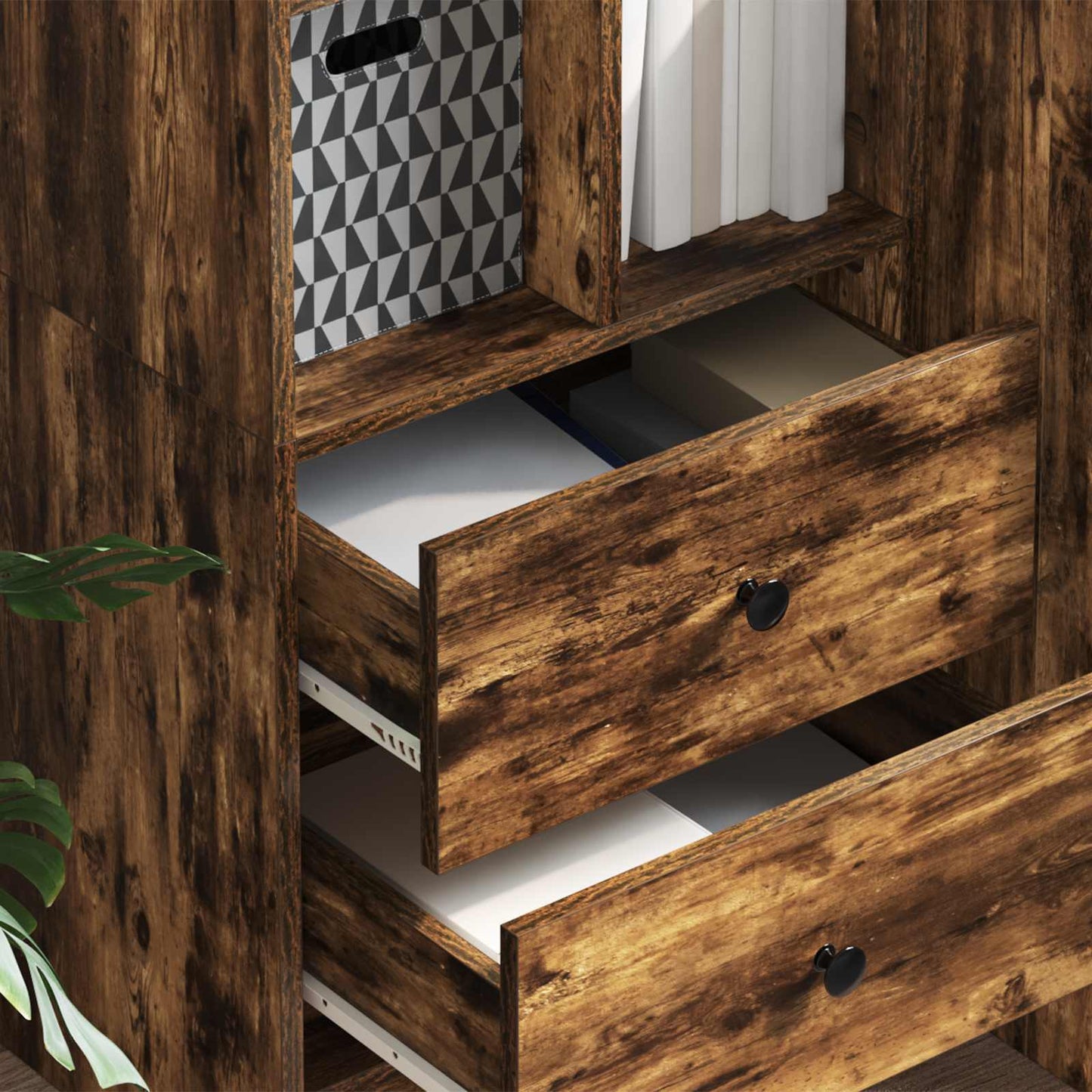 Highboard med skuffe Røget eg 45,5 x 34 x 127 cm