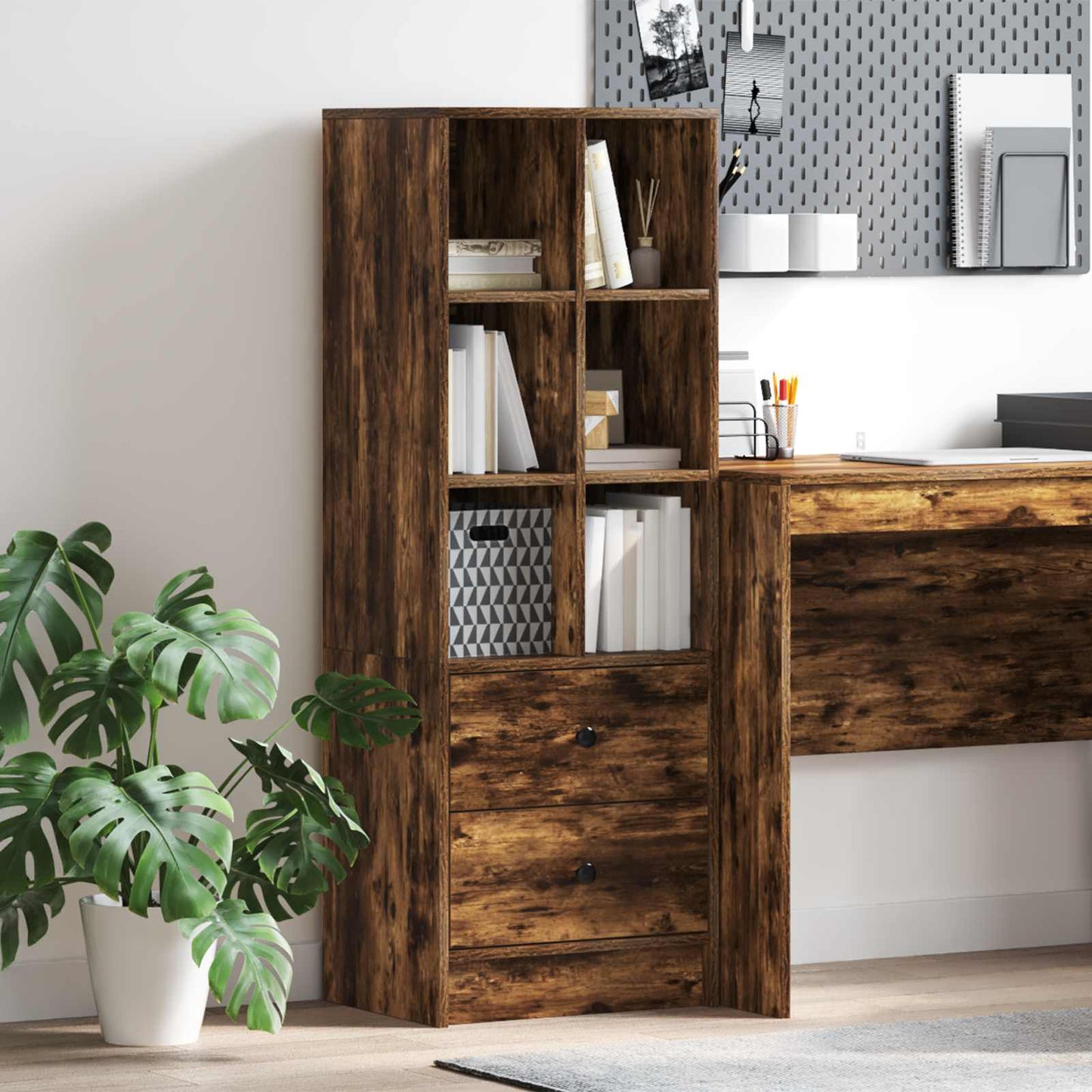 Highboard med skuffe Røget eg 45,5 x 34 x 127 cm