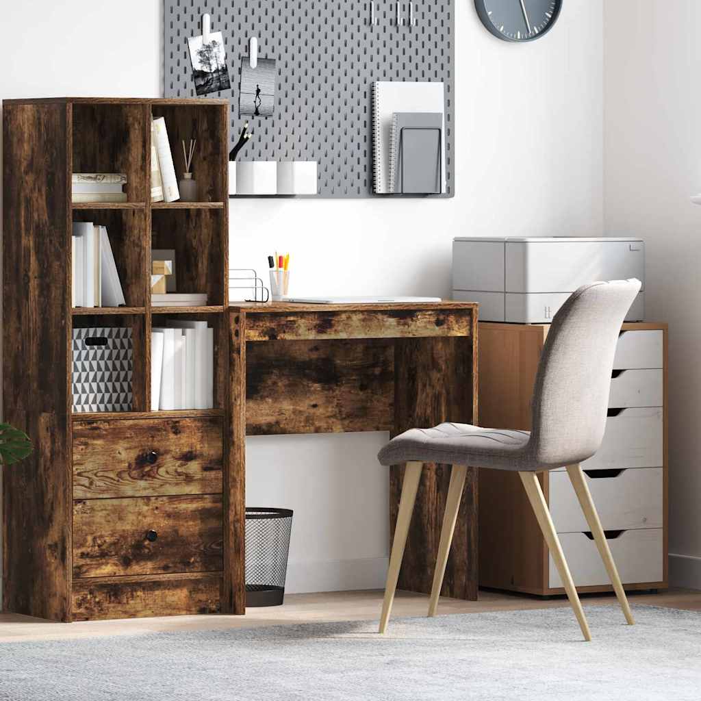 Skrivebord i røget eg - 70 × 40 × 76 cm, kompakt arbejdsbord
