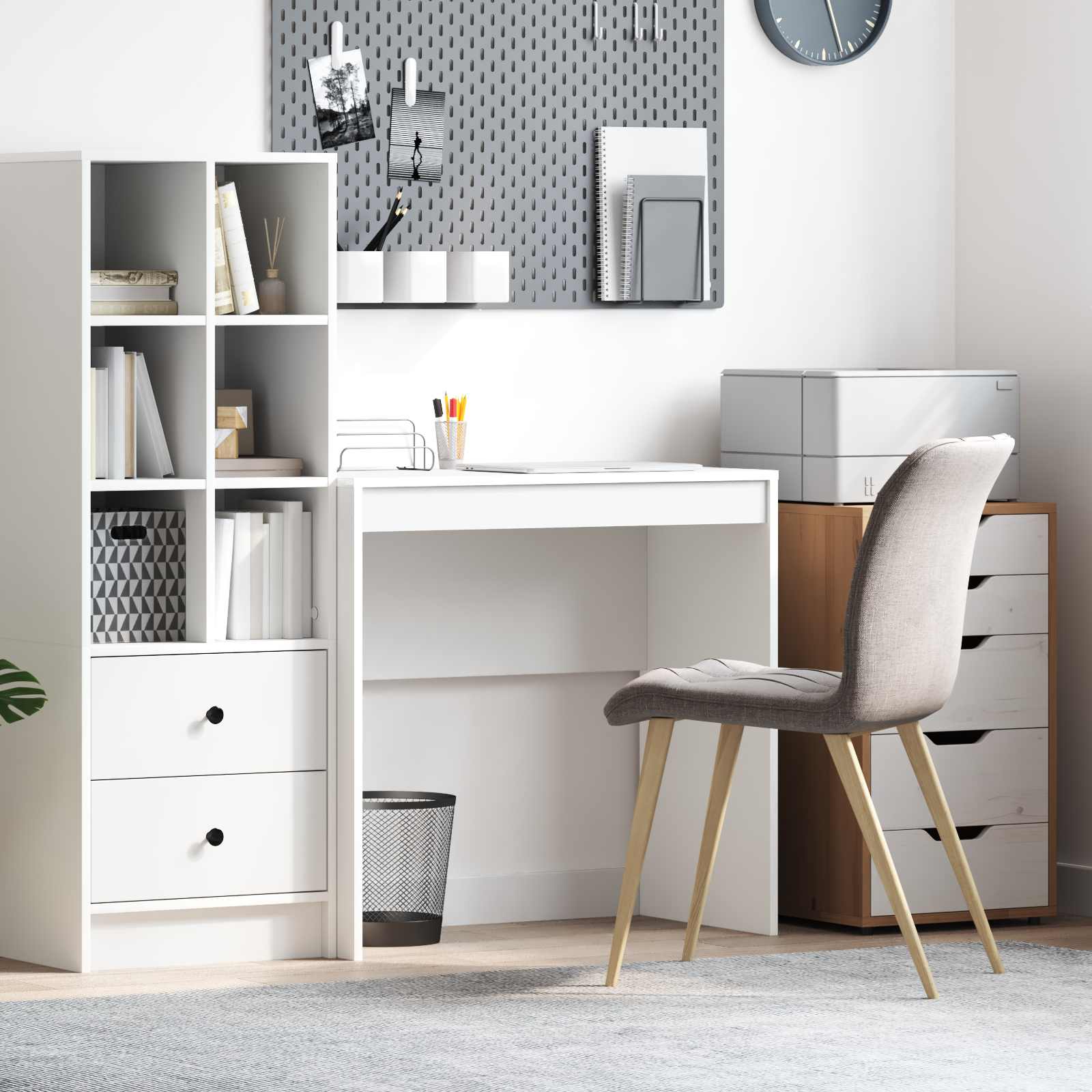 Skrivebord - hvid 80 × 40 × 76 cm, kompakt minimalistisk bord