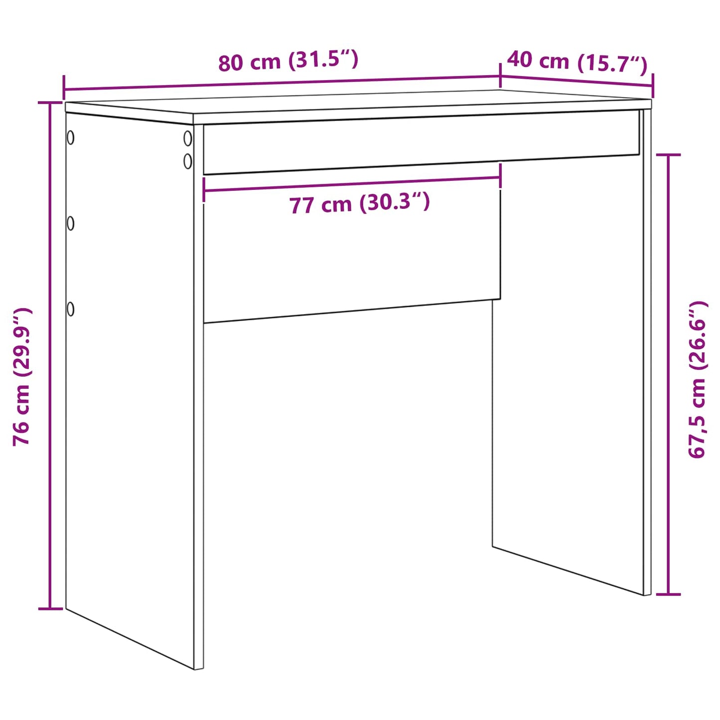 Bord Hvid 80 x 40 x 76 cm
