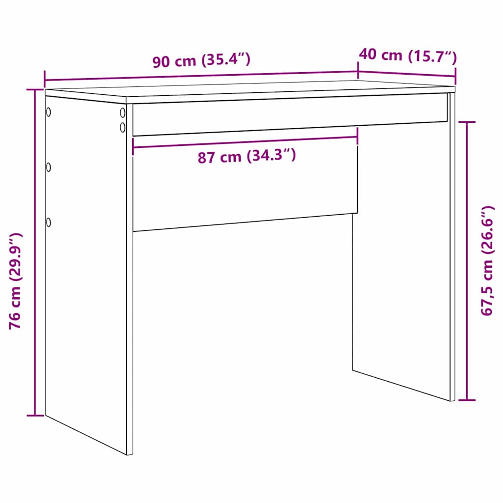 Bord Sonoma eg 90 x 40 x 76 cm