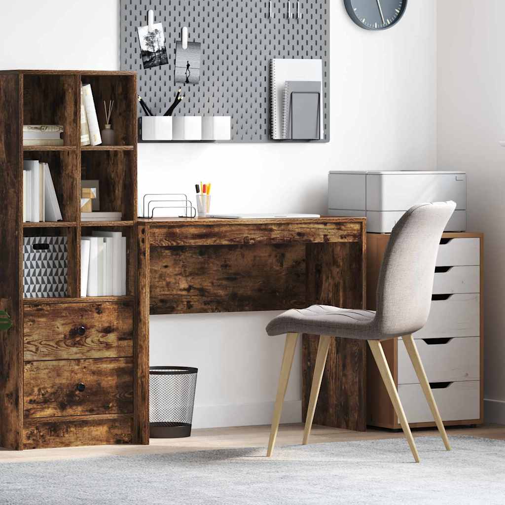 Skrivebord i røget eg - 90 × 40 × 76 cm, kompakt computerbord