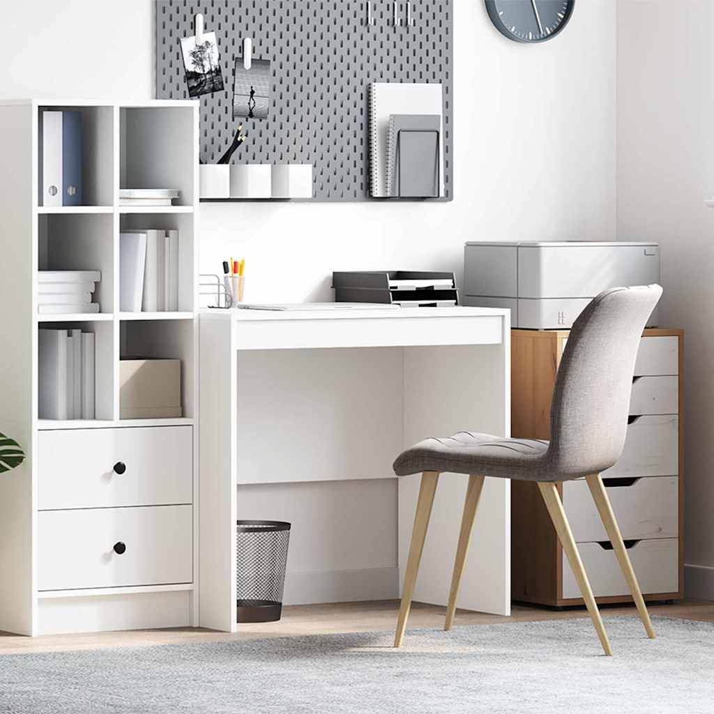 Skrivebord i hvid - 80 × 50 × 76 cm, kompakt og minimalistisk