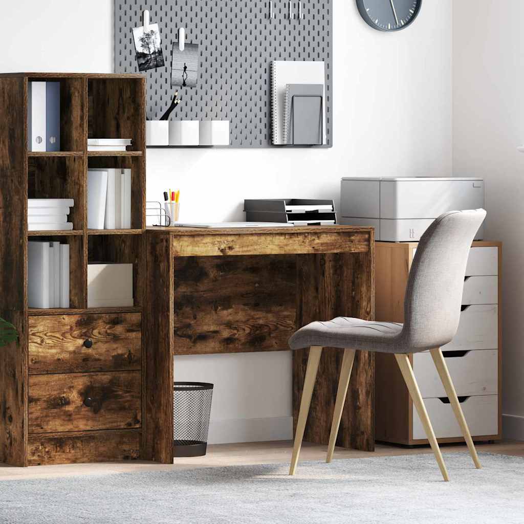 Skrivebord i røget eg - 80 × 50 × 76 cm, kompakt arbejdsbord