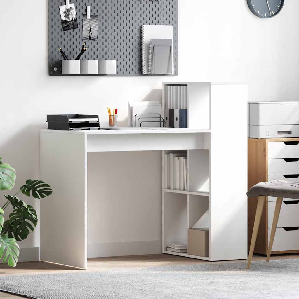 Bord med hylde Hvid 108 x 55 x 103.5 cm Konstrueret træ