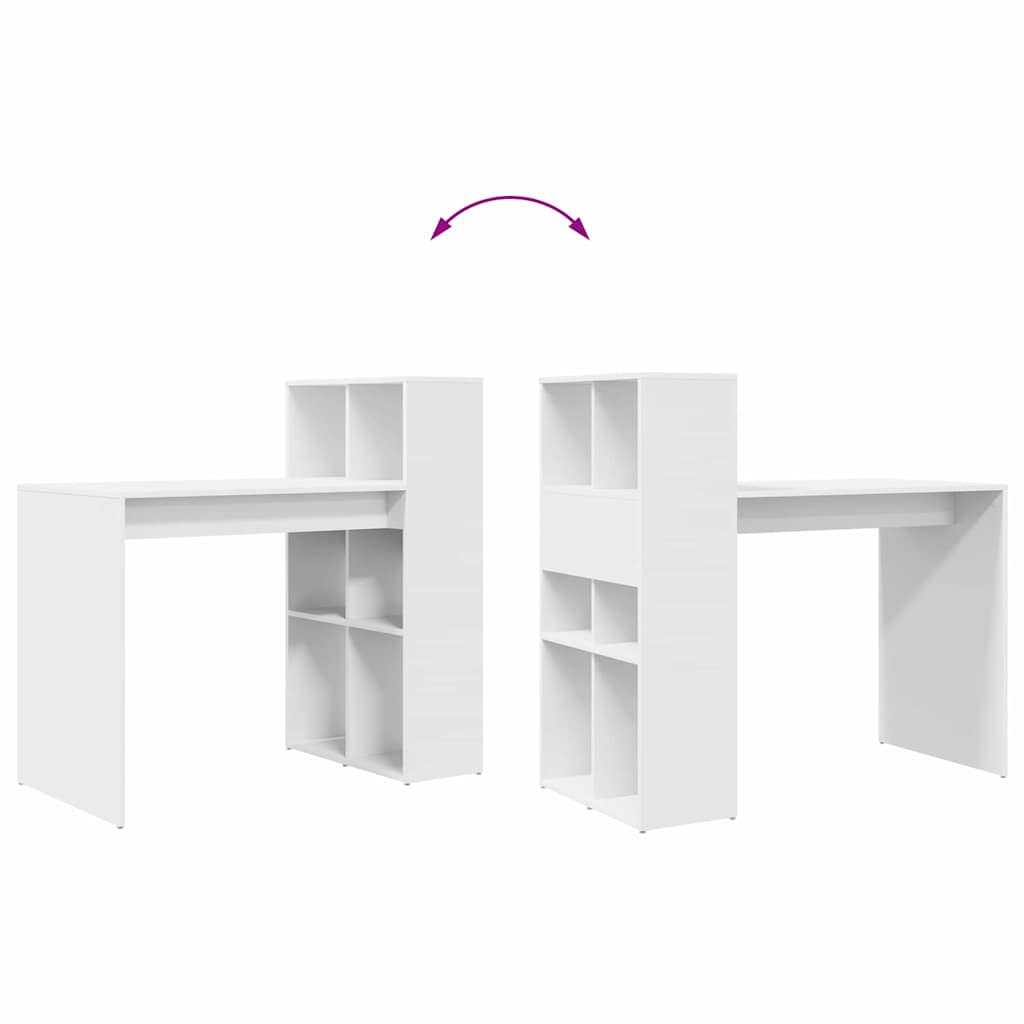 Bord med hylde Hvid 108 x 55 x 103.5 cm Konstrueret træ