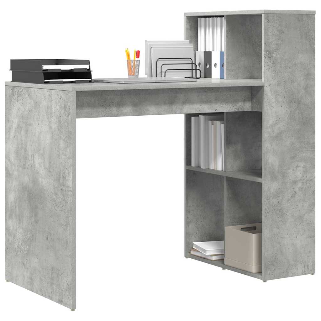 Bord med hylde Beton Grå 108 x 55 x 103.5 cm Konstrueret træ