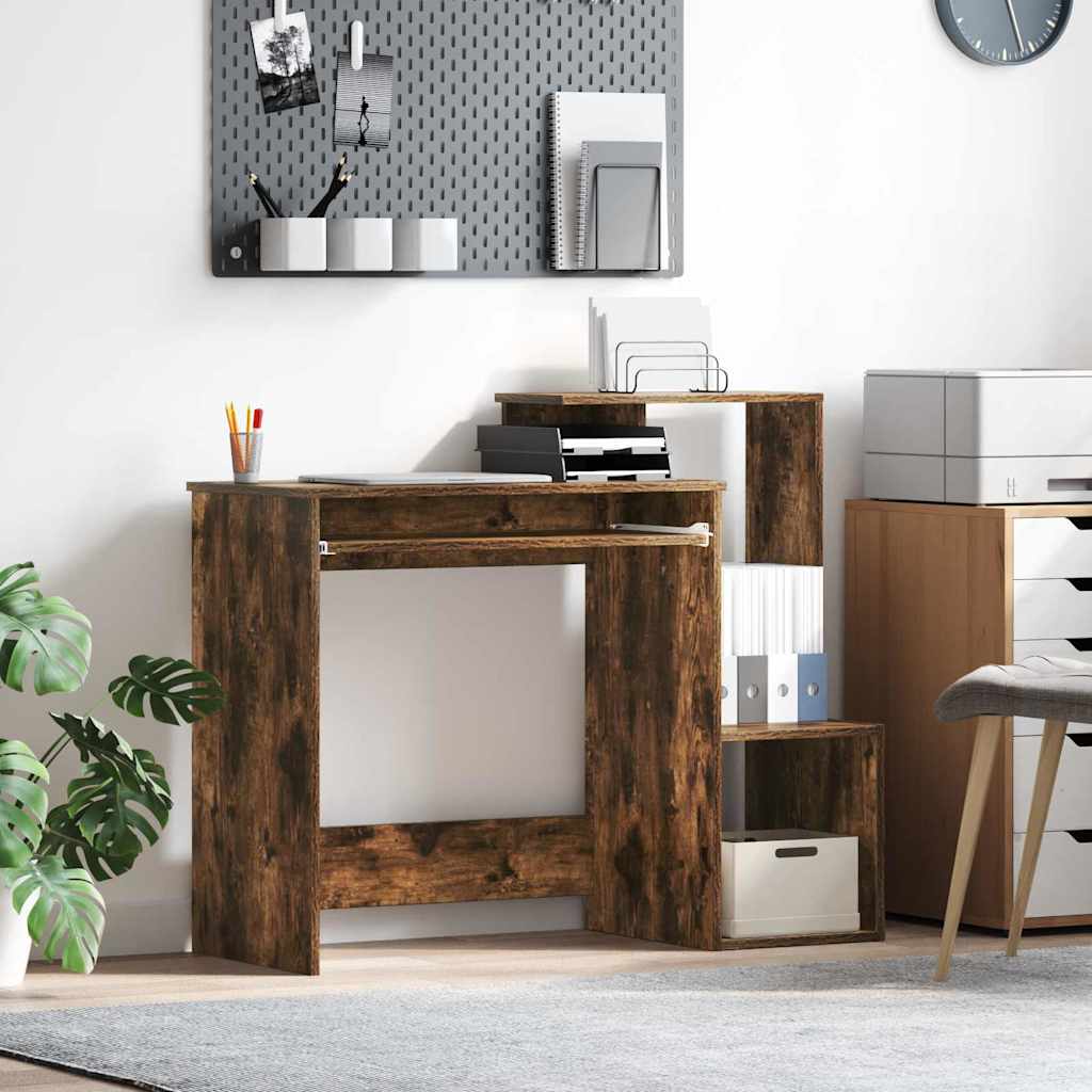 Skrivebord med skuffe - røget eg, 106 × 41 × 88,5 cm, konstrueret træ