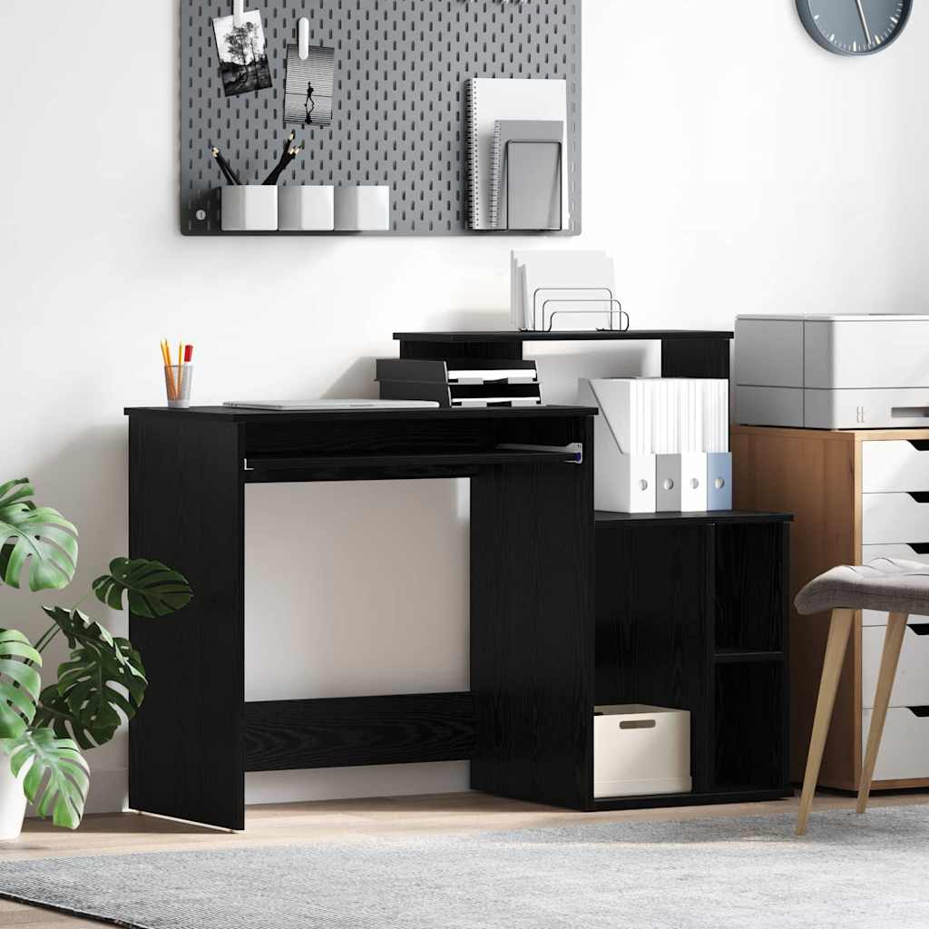 Skrivebord med skuffe - sort eg, 120,5 × 44 × 88,5 cm, konstrueret træ