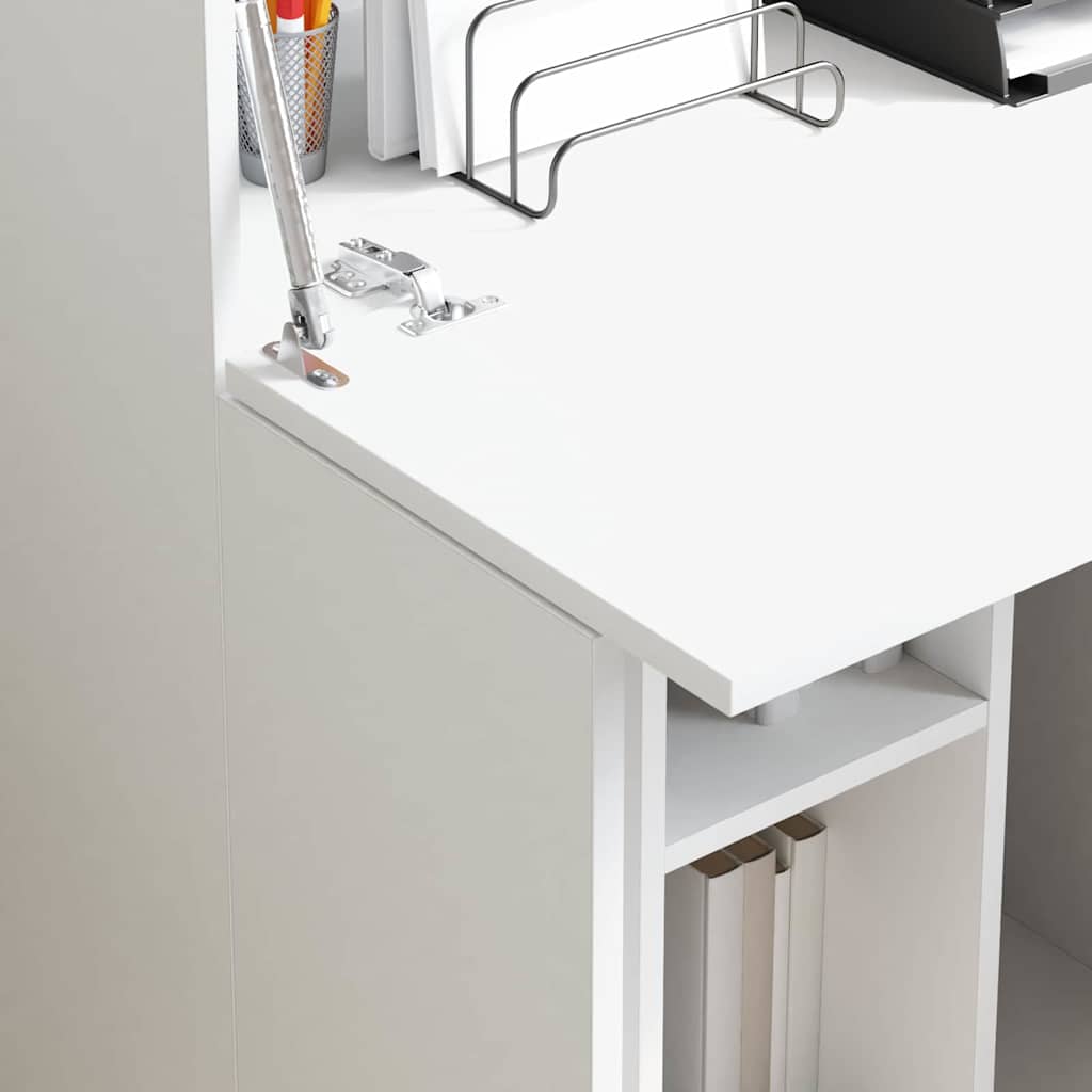 Bord med hylde Hvid 71,5 x 31,5 x 106,5 cm Konstrueret træ