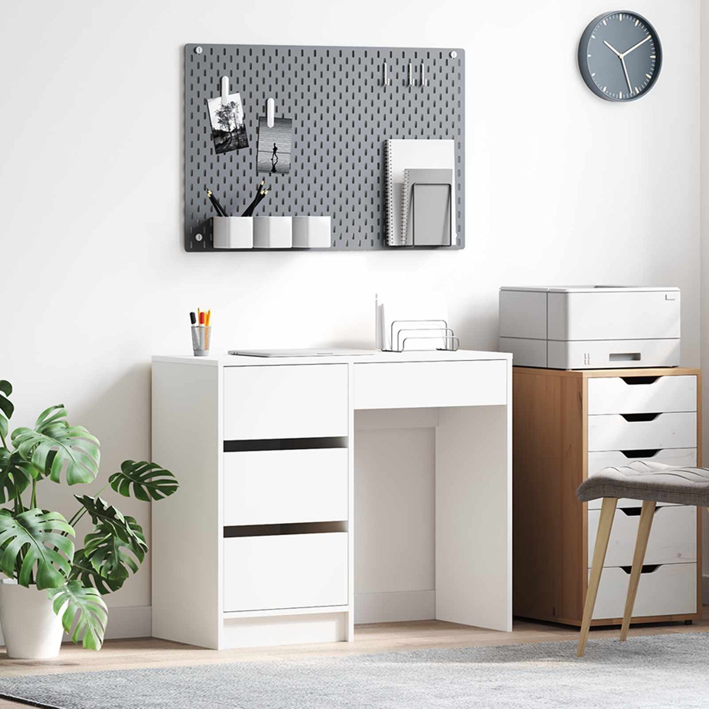 Bord med skuffe Hvid 90 x 37.5 x 75 cm Konstrueret træ