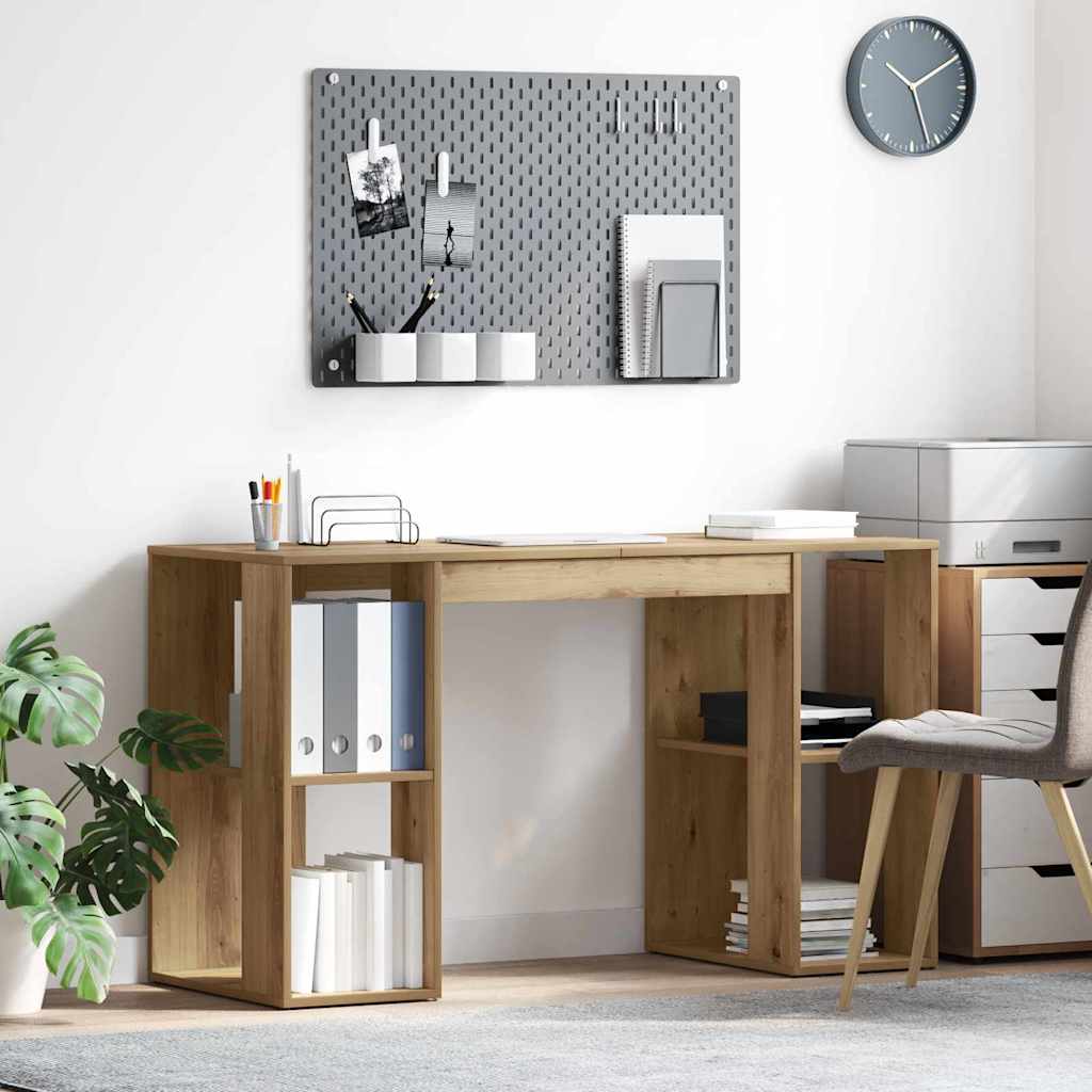 Skrivebord med opbevaring - Artisan egetræ, konstrueret træ, 130 × 50,5 × 75 cm