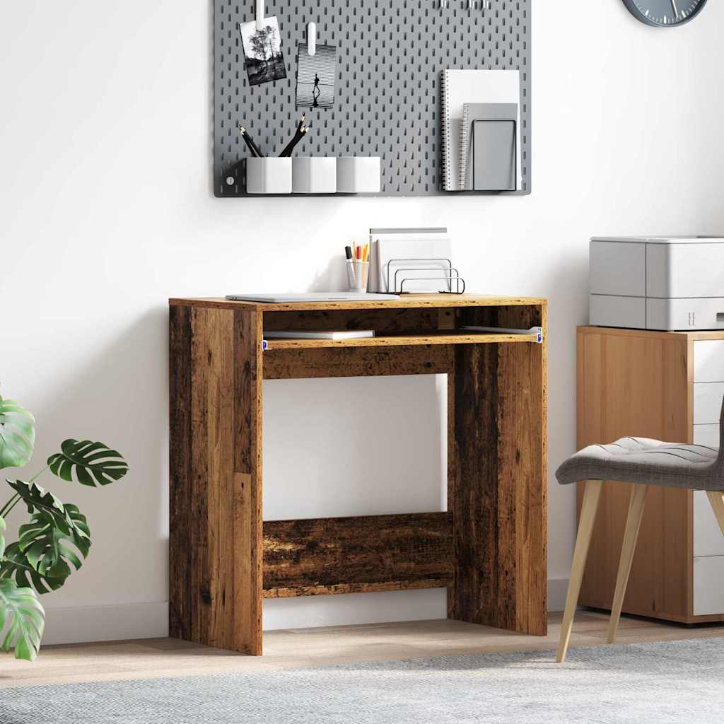 Skrivebord med skuffe - gammelt træ look, 77,5 × 43 × 79 cm, konstrueret træ