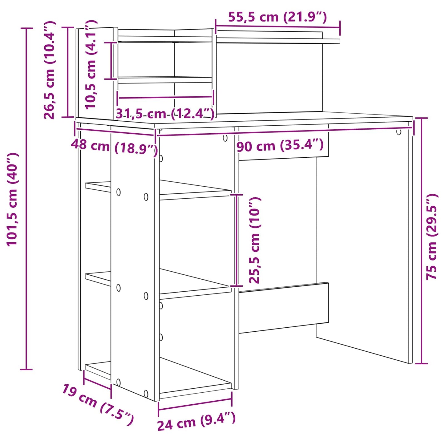 Bord Hvid Konstrueret træ 90 x 48 x 101,5 cm