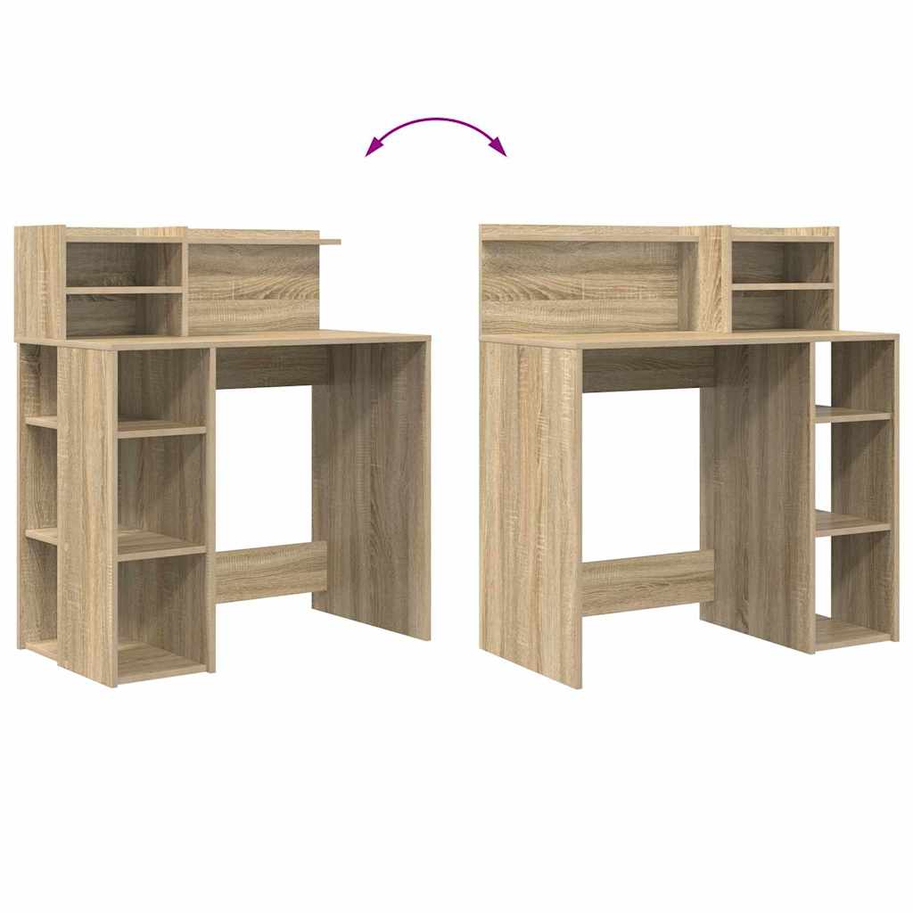 Bord med hylde Sonoma eg 90 x 48 x 101,5 cm Konstrueret træ