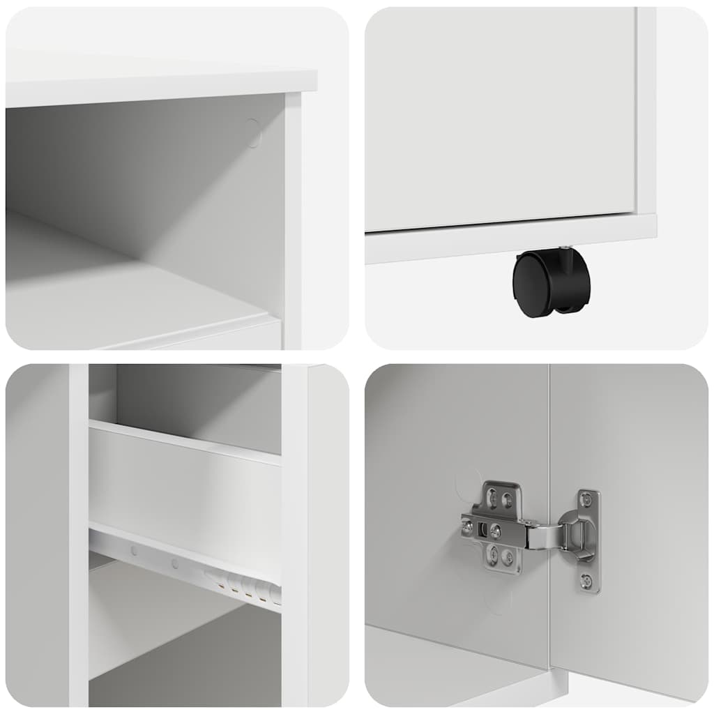 Skrivebord med Hjul Hvid 91 x 50 x 77 cm Konstrueret træ
