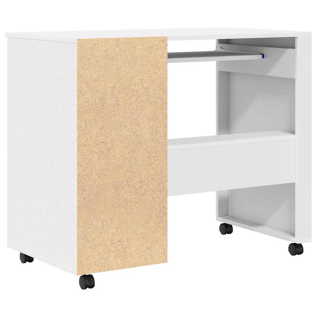Skrivebord med Hjul Hvid 91 x 50 x 77 cm Konstrueret træ