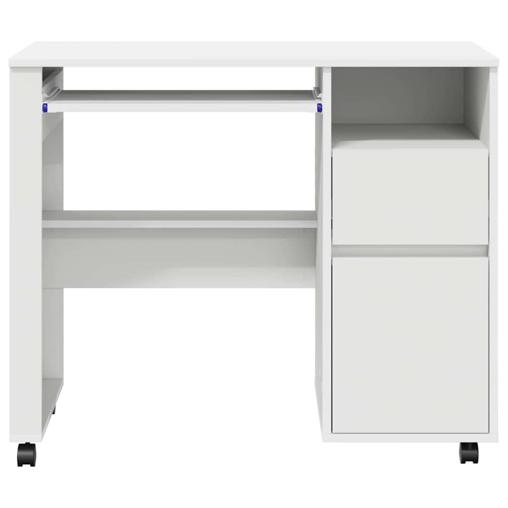 Skrivebord med Hjul Hvid 91 x 50 x 77 cm Konstrueret træ