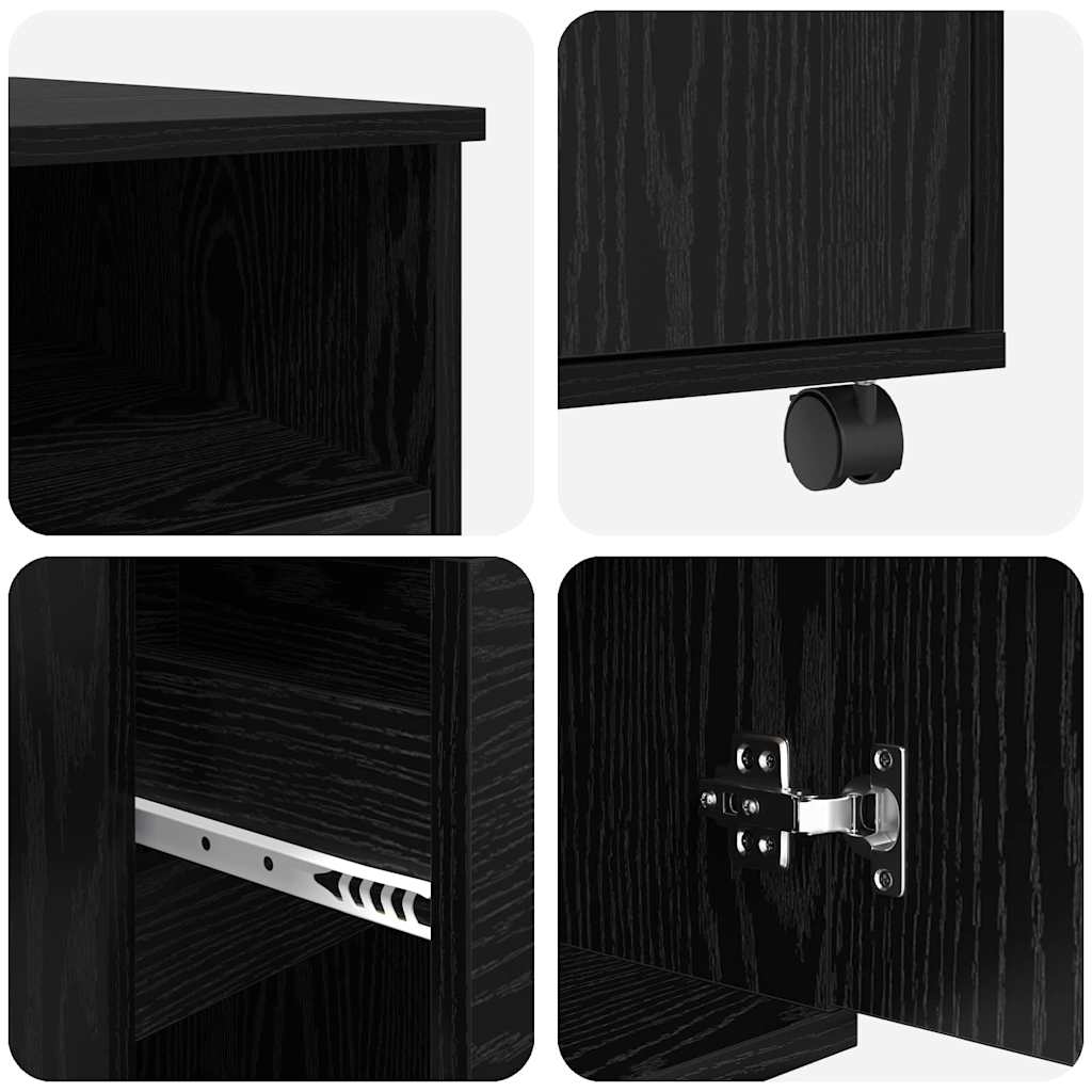 Skrivebord med Hjul Sort eg 91 x 50 x 77 cm Konstrueret træ