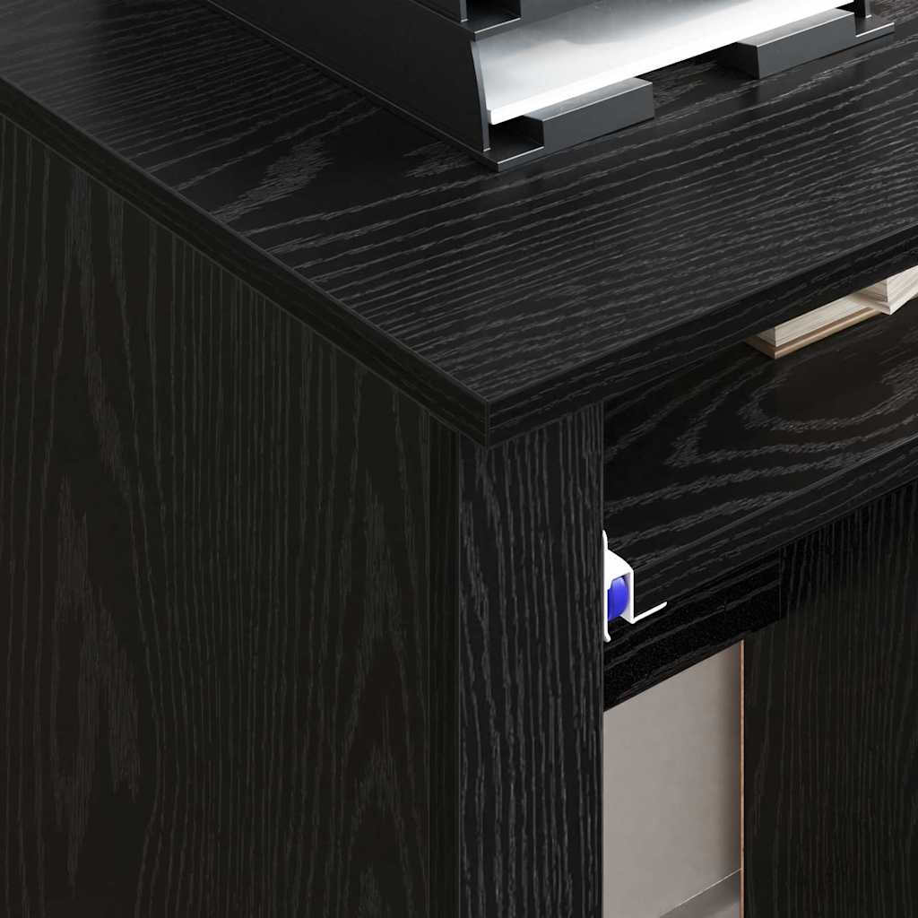 Skrivebord med Hjul Sort eg 91 x 50 x 77 cm Konstrueret træ