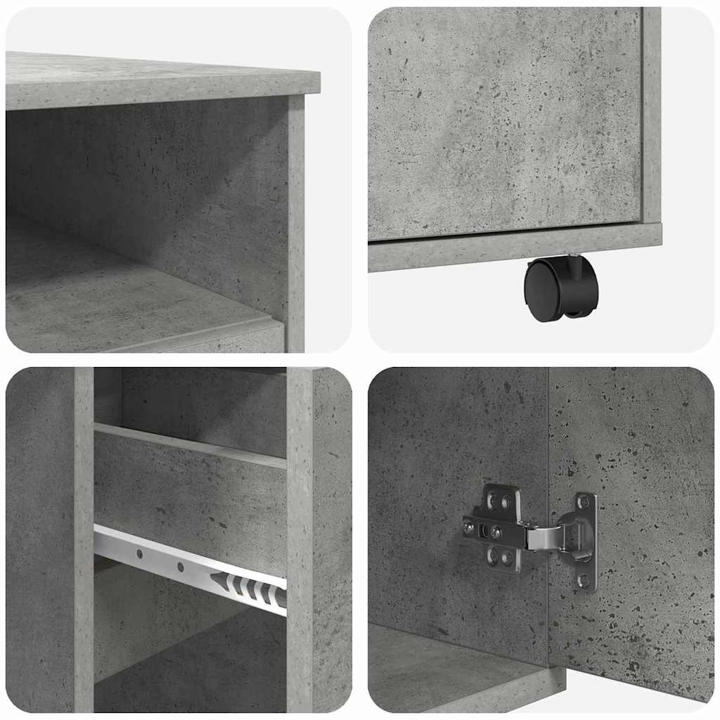Skrivebord med Hjul Beton Grå 91 x 50 x 77 cm Konstrueret træ