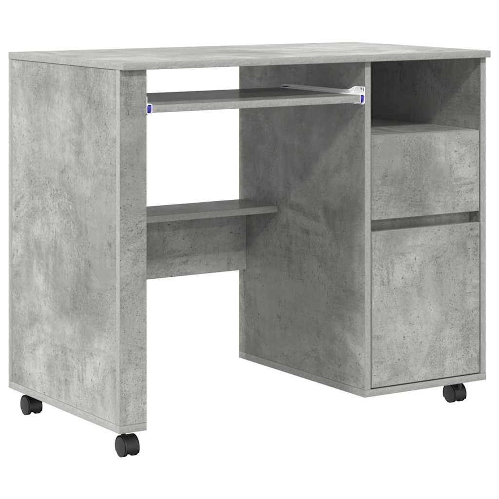 Skrivebord med Hjul Beton Grå 91 x 50 x 77 cm Konstrueret træ