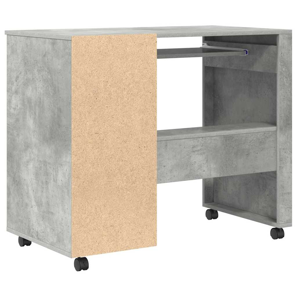Skrivebord med Hjul Beton Grå 91 x 50 x 77 cm Konstrueret træ