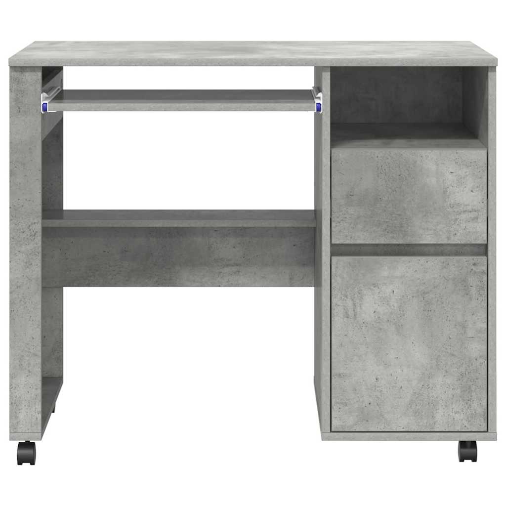 Skrivebord med Hjul Beton Grå 91 x 50 x 77 cm Konstrueret træ