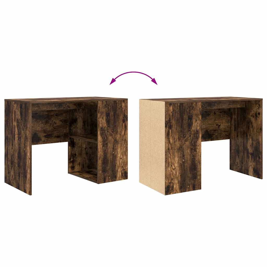 Bord med hylde Røget eg 102 x 50 x 75 cm Konstrueret træ