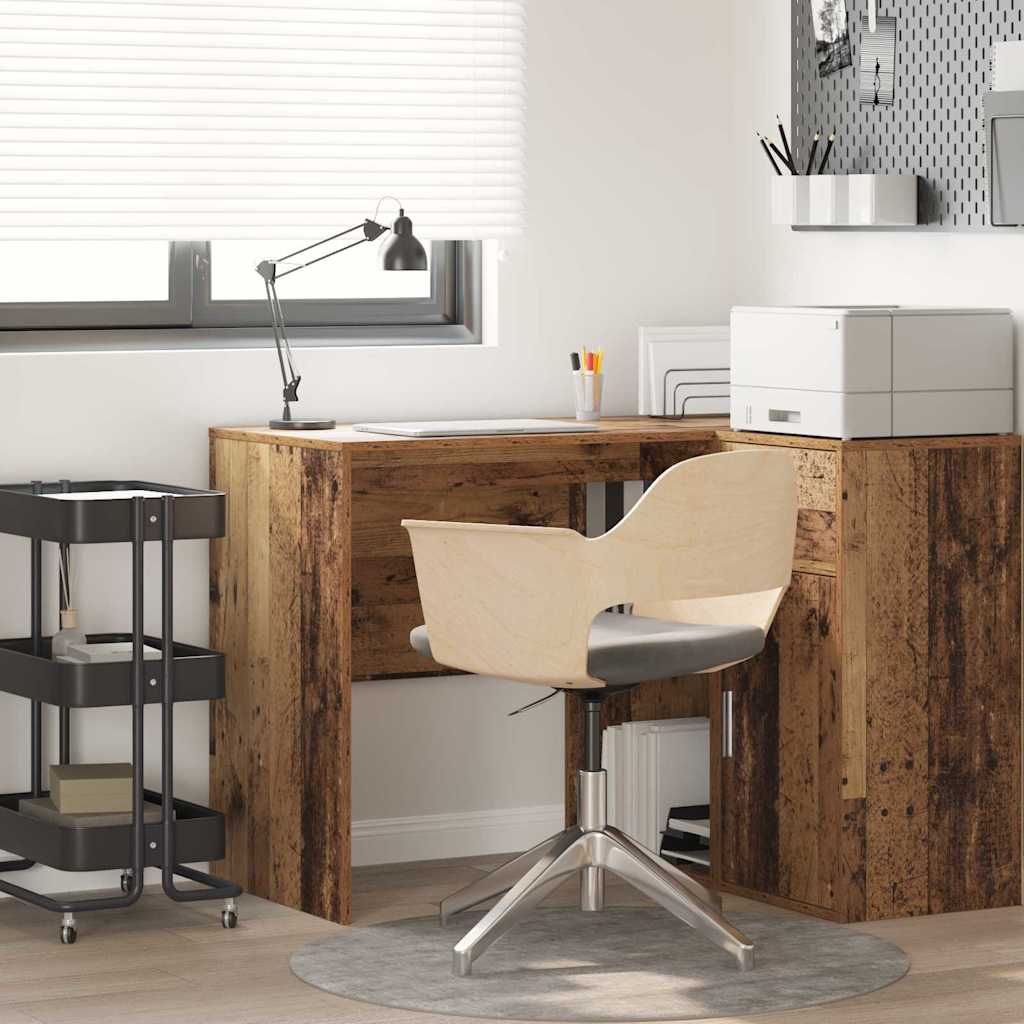 Skrivebord med hylde - gammelt træ look, 102 × 50 × 75 cm, konstrueret træ
