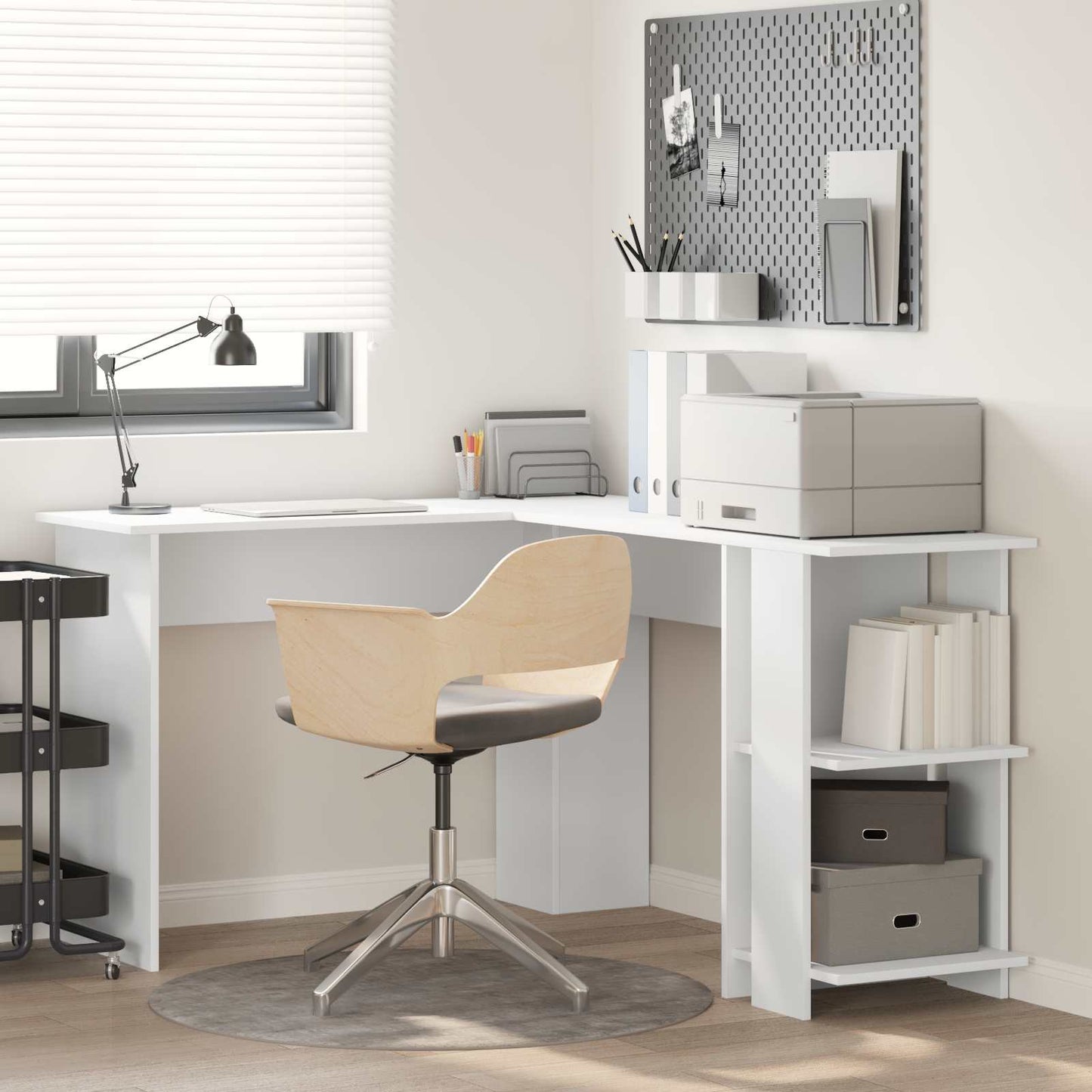 Hjørneskrivebord Hvid 140 x 113,5 x 75 cm Konstrueret træ