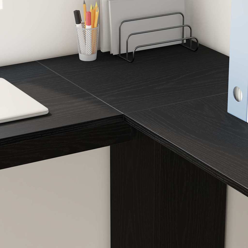 Hjørneskrivebord Sort eg 140 x 113,5 x 75 cm Konstrueret træ