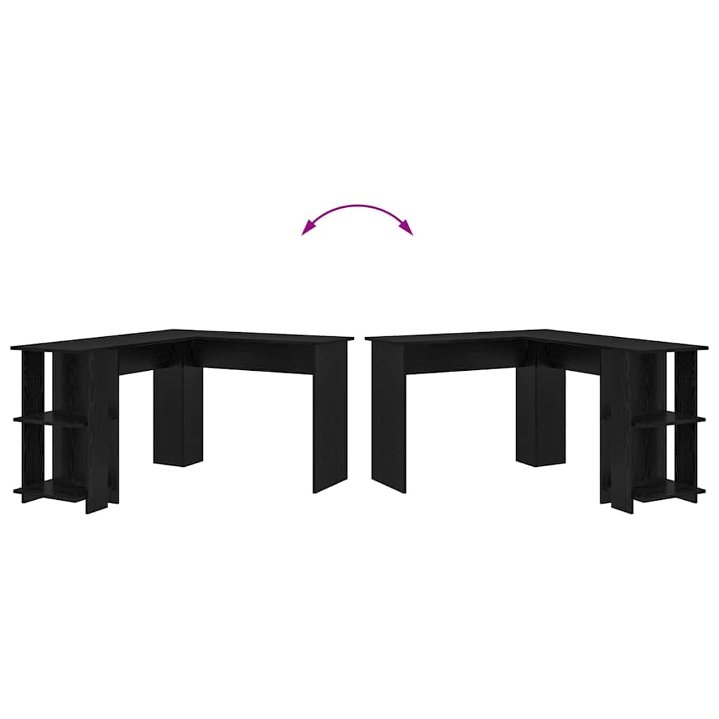 Hjørneskrivebord Sort eg 140 x 113,5 x 75 cm Konstrueret træ