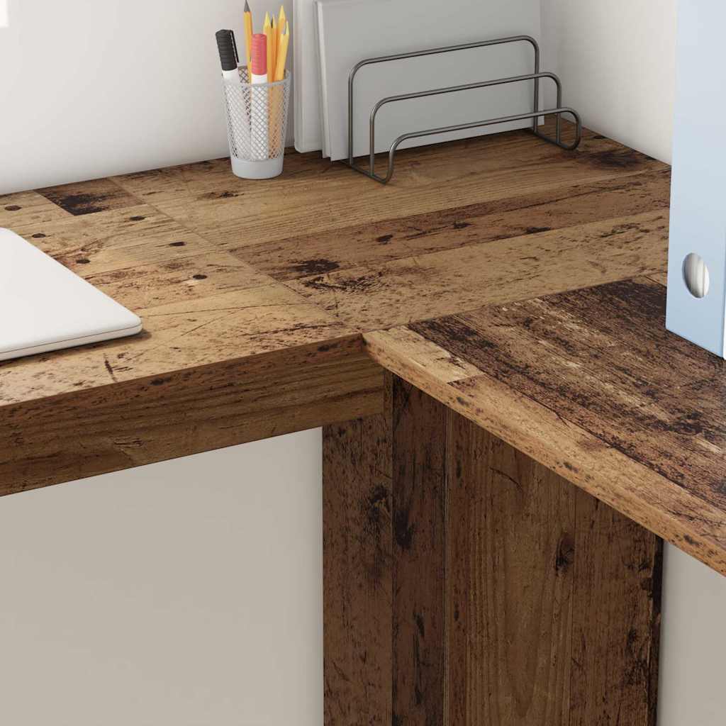 Hjørneskrivebord med hylde Gammelt træ 140 x 113,5 x 75 cm