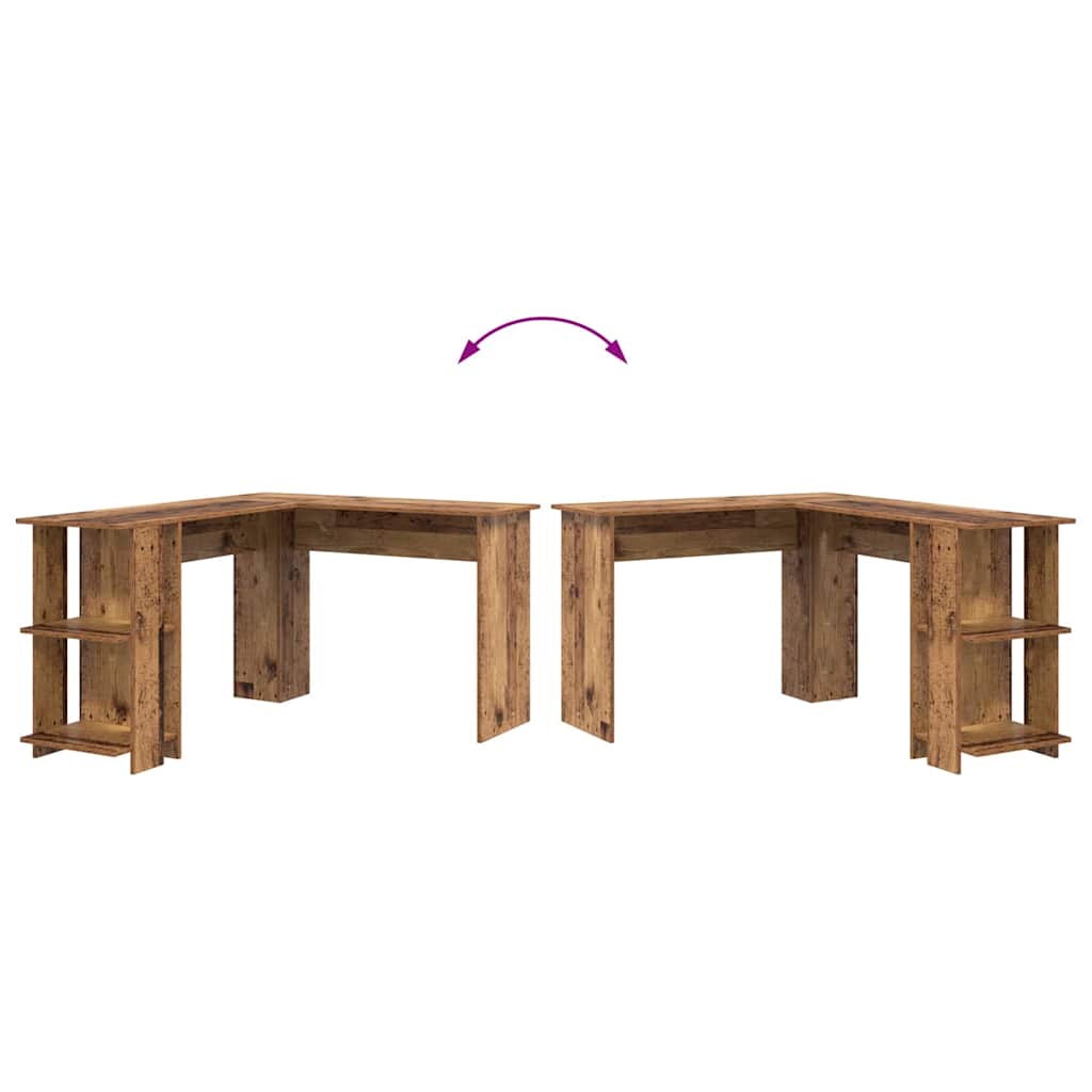 Hjørneskrivebord med hylde Gammelt træ 140 x 113,5 x 75 cm