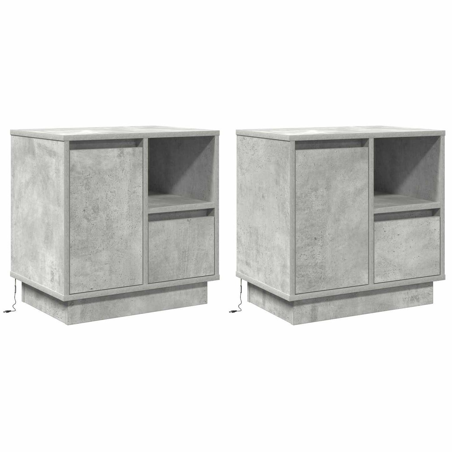 Natskab 2 pcs Beton Grå 50 x 34,5 x 50 cm. Konstrueret træ