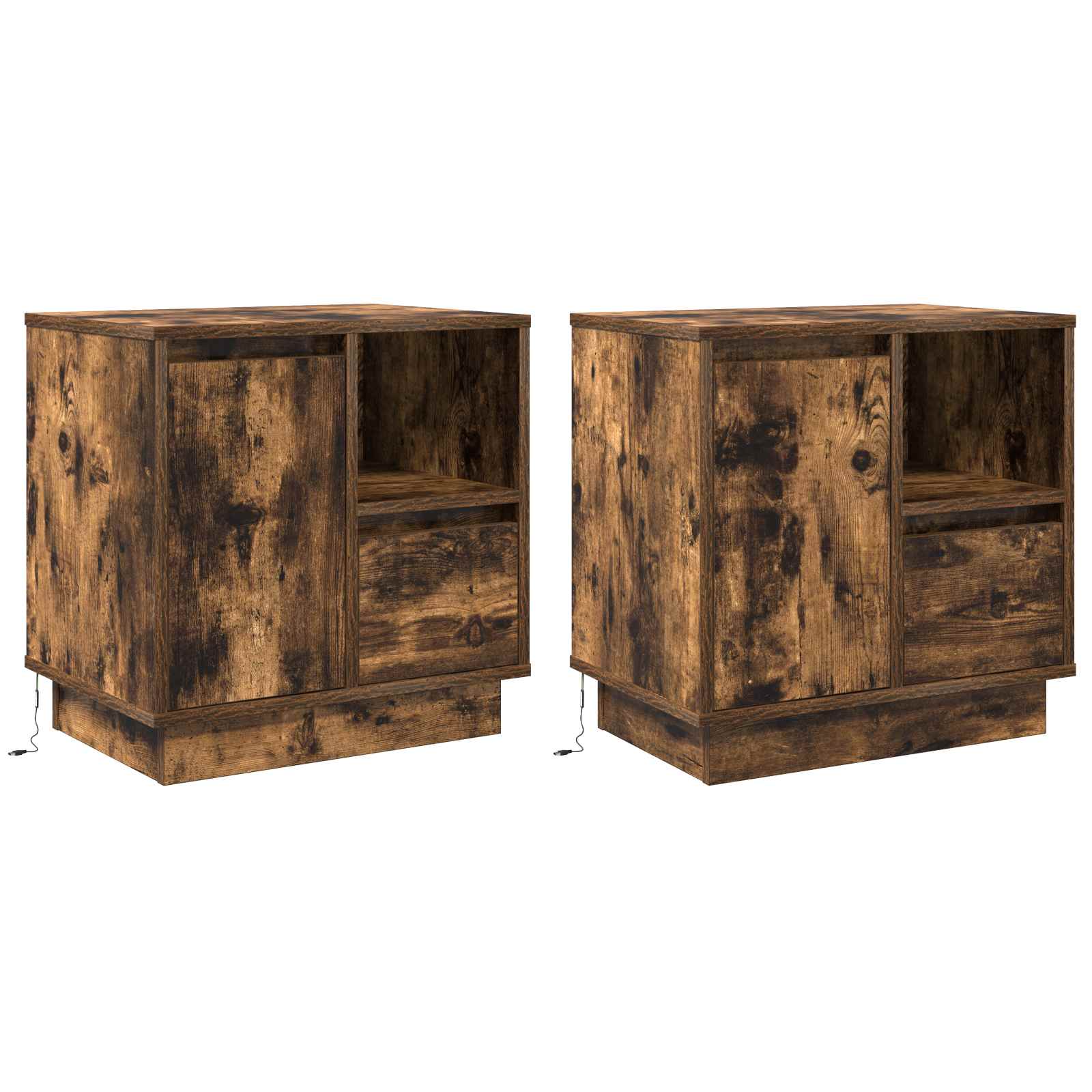 Natskab 2 pcs Røget eg 50 x 34,5 x 50 cm. Konstrueret træ billede