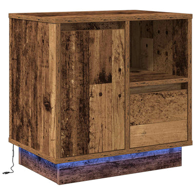 Natskab med LED Gammelt træ 50 x 34,5 x 50 cm. Konstrueret træ